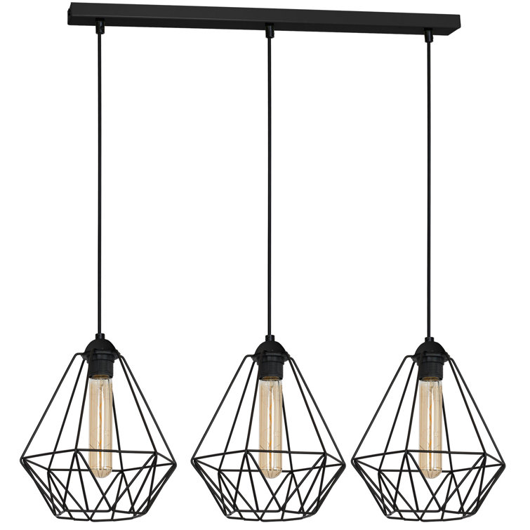 Borough Wharf Aerne 3Light Kitchen Island Geometric Pendant Wayfair